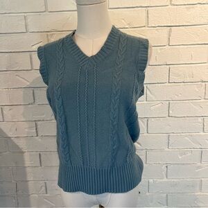 Vintage 80s Light Blue Sweater Vest Womens M